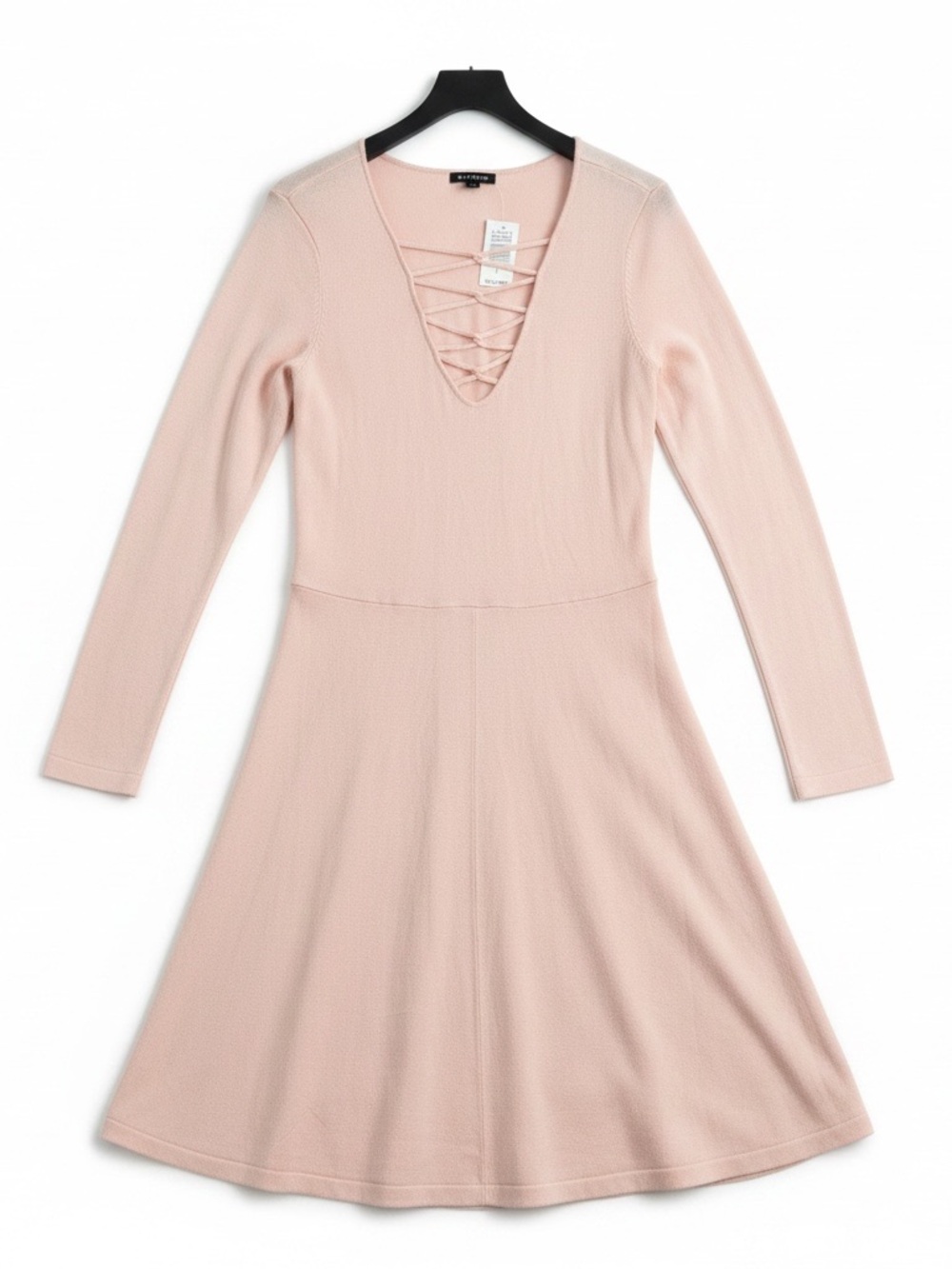 NWT Torrid Blush Pink Cross Front Crisscross Lattice Skater Sweater Dress 2 / 2X